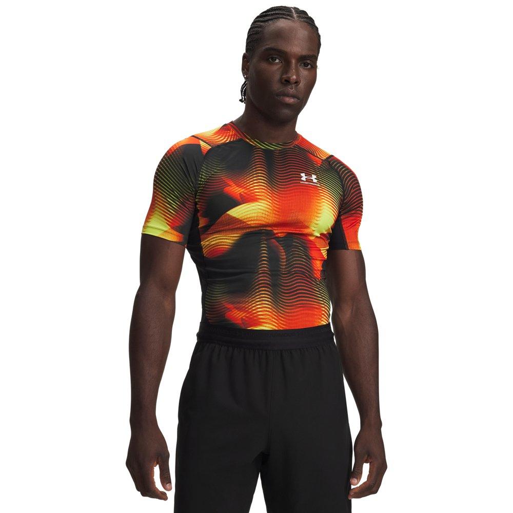 Under Armour Men's HeatGear Printed Short-Sleeve Shirt - Orange/Black/Yellow - ORANGE/BLACK/YELLOW